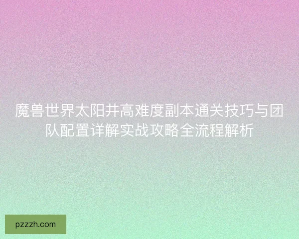 魔兽世界太阳井高难度副本通关技巧与团队配置详解实战攻略全流程解析